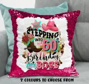 60th Birthday Sequin Cushion Cover Magic Mermaid Pillow - Personalised