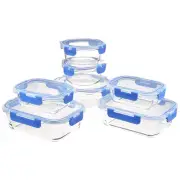 Glass Food Storage Containers with Locking Lids, Set of 14, Bpa-Free, Clear with