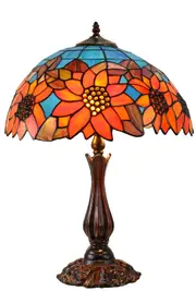 16" Large Sunflower Under the Blue sky Tiffany Table Lamp