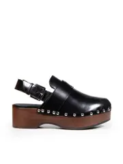 Black Calfskin Platform Hermione Mules