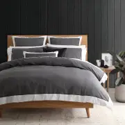 Essex Quilt Cover Set King Charcoal Size 34X24X7cm Polyester/Cotton by Logan & Mason-King