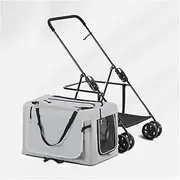 Dog Strolle for 2 Dogs Cats Puppy & Kitten, Dog Strollers for Small Dogs Lightweight Pushchair Breathable Pram Pet Stroller for Cat, Dog and More, Foldable Carrier Cart(Gray a)