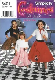Simplicity # 5401 Sewing Pattern - Childs And Girls Poodle Skirts Size K5 (7-14)
