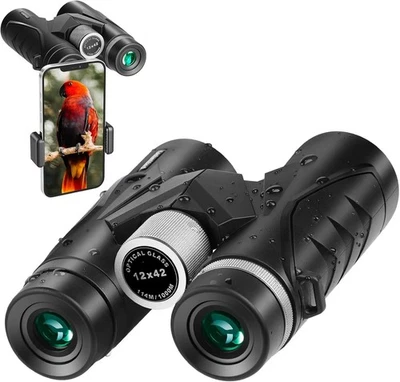 12x42 Binoculars for Adults High Powered, Compact Binoculars with BAK4 HD Prism