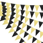 6 Set Pennant Flags Banner Triangle Bunting Flags Gold/Black