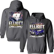 Checkered Flag Sports Chase Elliott 2025 NAPA Patriotic 2-Spot Hoodie Outerwear Sweatshirt Gray