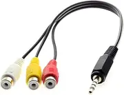 CY 20cm 3.5mm 1/8" Male Stereo Car AUX to 3 RCA AV Female Cord Audio Video Composite Cable