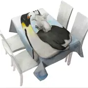 Cute Animal Art Drawings Penguins Happy Time Tablecloth