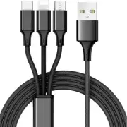 3-IN-1 USB CABLE TYPE-C 8-PIN MICRO-USB CHARGING WIRE for PHONES & TABLETS