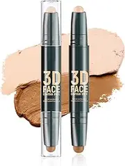 DAGEDA Contour Stick, Dual-ended Contour Stick Highlighter Stick, Water-proof & Sweat-proof 2 in 1 Contouring and Illuminator stick, Cream Face Shaping Contouring and Highlight Stick (01 Light)