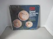 Columbia Minerva Crewel Christmas KIT " Looking For Santa" 3 ORN. VTG 1978