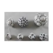Dice Lab Dice Unique Polyhedral Dice Set - White w/Black (7) New