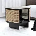 Handmade Natural Cane Nightstand / Bedside Table/ Wooden Drawer Home Décor Mang