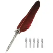25cm/9.8" Calligraphy Feather Quill Pen for Calligraphy, Coffee Gradient
