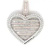 7.40Ct Baguette Moissanite 1.5" Heart Pendant 925 Sterling Silver Passes Tester