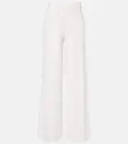 [Max Mara] Max Mara Lama crêpe wide-leg pants UK 14 white