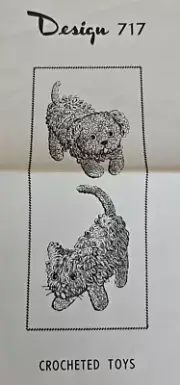 #717 vintage DOG & CAT DOLL pattern to crochet (reproduction)
