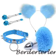Cute Ears Headbands Accessories of Plush Tail with Plugs Fetishs Cosplay Product