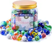 Shindel 125PCS Glass Marbles Bulk, Round Glass Beads with Marble Jar Assorted Style Kid Marbles Game Marble Run Vase Fillers
