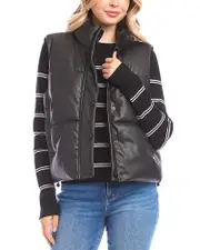 Karen Kane Faux Leather Quilted Puffer Vest