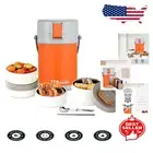 67oz Insulated Stainless Steel Food Container with 3 Compartment Design - Orange