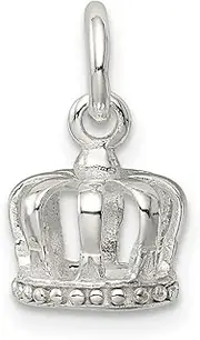 [JewelryWeb] 925 Sterling Silver Solid Polished Crown Charm Pendant Necklace 11x9mm Wide