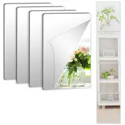 4Pcs Acrylic Mirror Wall Stickers 2MM Thick Frameless Makeup Mirror Home Decor