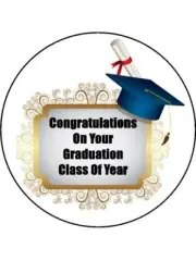 Graduation Hat Class of 2025 Edible Icing Cake Topper – 3 Sizes
