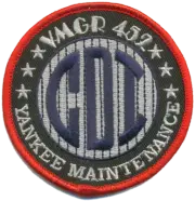 MARINE CORPS VMGR-452 YANKEES CDI MAINTENANCE HOOK & LOOP EMBROIDERED PATCH
