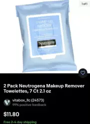 2 Pack Neutrogena Makeup Remover Towelettes, 7 Ct 2.1 oz Buy 3 Get $12 Stamps