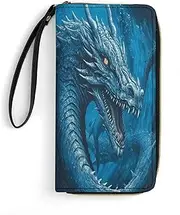 [BFGWK] Large Wallet Novelty Cool Blue Printing Long Wallet With Zipper Leather Wallet Suitable For Both Men And Women, style, 19.7x10.5cm