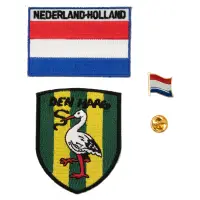 在飛比找樂天市場購物網優惠-DIY補破洞貼胸章肩章 三件組海牙地標＋荷蘭國旗刺繡＋金屬別