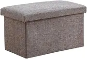 Foldable Linen Storage Ottomans Cube Toy Chest Folding Box Footrest Stool Seat Rest Chest Couch 50cm(L) x 30cm(W) x30cm(H) Gray