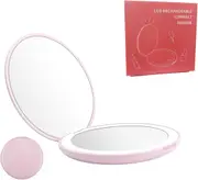LED Lighted Travel Makeup Mirror 10x Magnification Rechargeable