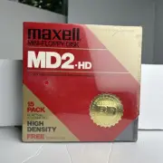 NEW SEALED Maxell Mini Floppy Disks MD2-D 15 Pack ~ w/ Plastic Storage Case