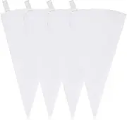 4 Pack Cloth Piping Bags Reusable Pastry Bags, 12 inch White Canvas Piping Bags, Cake Piping Bags Cake Decorating Bags Icing Piping Bags, Tipless Piping Bags for Baking(4pcs 12")