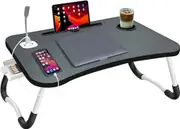 NNECN Laptop Desk Bed Table Tray Folding Breakfast Table Portable Lap Standing Desk Notebook Stand Reading Holder for Bed/Sofa Large Lap Desk with USB-Charger and Cup-Holder