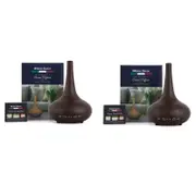 2 x Milano Decor Ultrasonic Aroma Diffusers + 6 Diffuser Oils Set Dark Wood