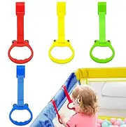 Baby Pull Up Rings - 4 Pieces Baby Crib Hanging Ring | Odorless Cartoon Safe Playpen Rings | Ergonomic Nursery Furniture, Bedding & Decor for Exercise Grasping Ability