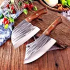 Meat Cleaver Knife Kitchen Butcher Slicing Chopping Forged Steel Wood Handle Cut