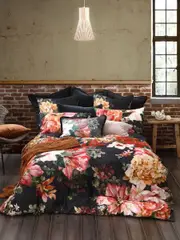 MM Linen Valencia Quilt Cover Set Black