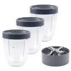3 Pack 18 oz Short Cup & Extractor Blade for NutriBullet NB-101B NB-101S NB-201