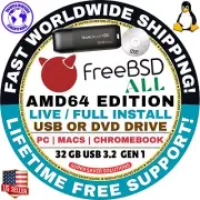 FreeBSD VER 14.2, 14.1, 13.4 / FULL INSTALLER, LIVE BOOT USB/DVD MAC/PC LINUX OS