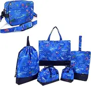 COLORFUL CANDY STYLE NU502800 School Entrance School Entrance 6-Piece Set, Lesson Bag, Shoe Case, Drawstring Bag, Gymnastics Clothing Bag, Lunch Bag, Cup Bag, Small Items, School Bag, Blue Lagoon,