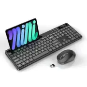 Wireless Keyboard and Mouse Combo, 2.4G Full-Sized Computer Keyboard with Pho...