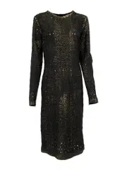 Black and Gold Perforated Dress
