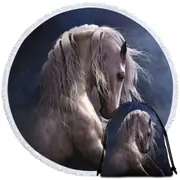 Thrilling White Horse Silver Ghost Round Beach Towel