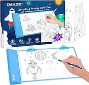 IMAGE Light Up Tracing Pad Blue Drawing Tablet Coloring Board for Kids Children Boys Girls (Includes 10 Traceable Sheets)