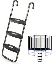HBTower Trampoline Ladder with Horizontal and Wide Steps, Universal Hook, UV Treated Steel, 220 lbs Capacity Trampoline Accessories for Children Kids
