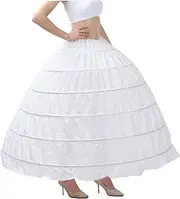 [Hemore] Hoop Skirt for Women, 6 Hoop Women's Petticoat, Floor Length Crinoline, Half Slips Underskirt for Ball Gown Wedding Dress
